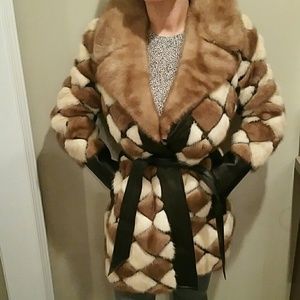 Genuine Mink and leather coat. Vintage. Free ship